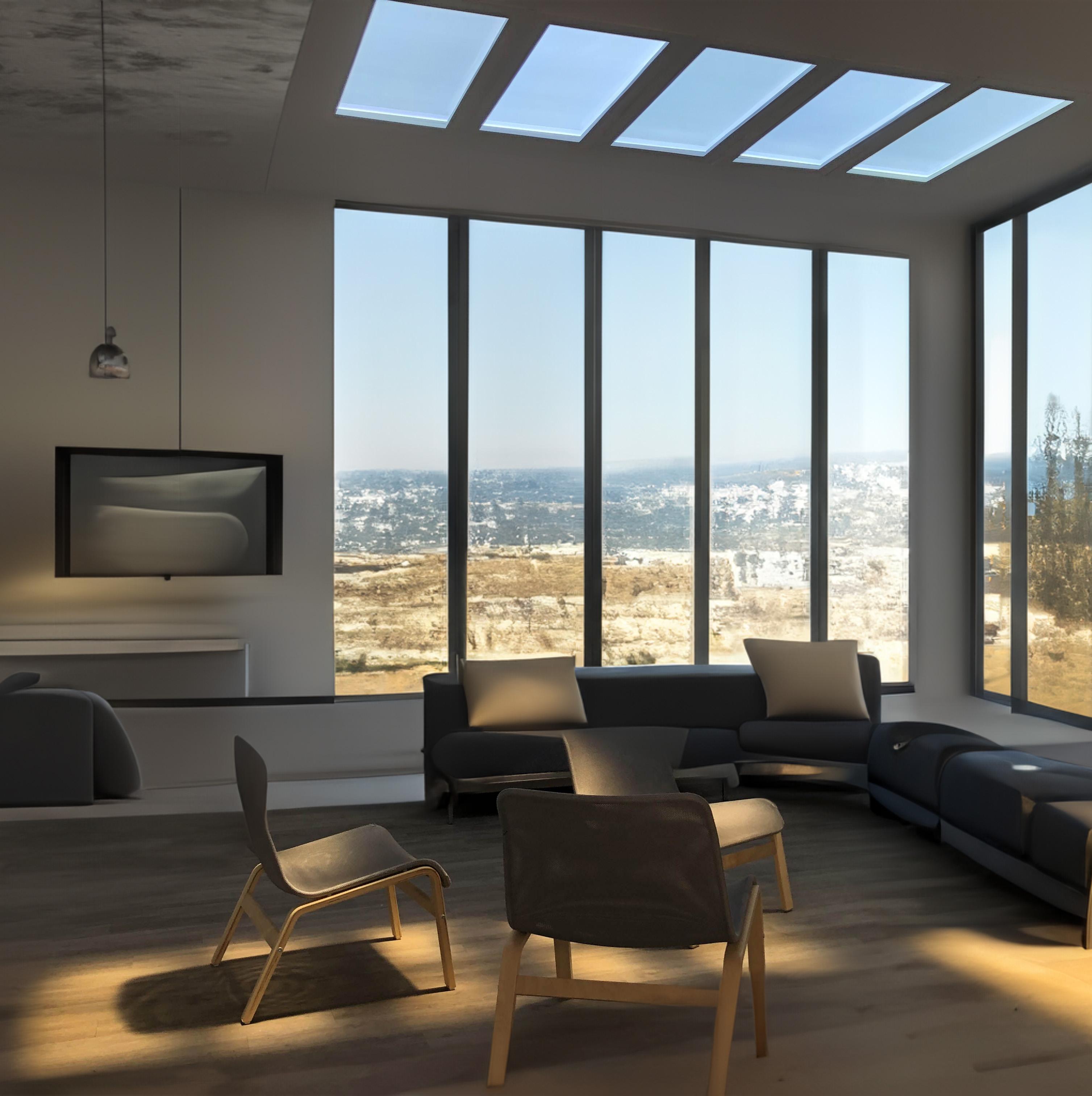Innerscene Virtual Sun displayed in calm home office space