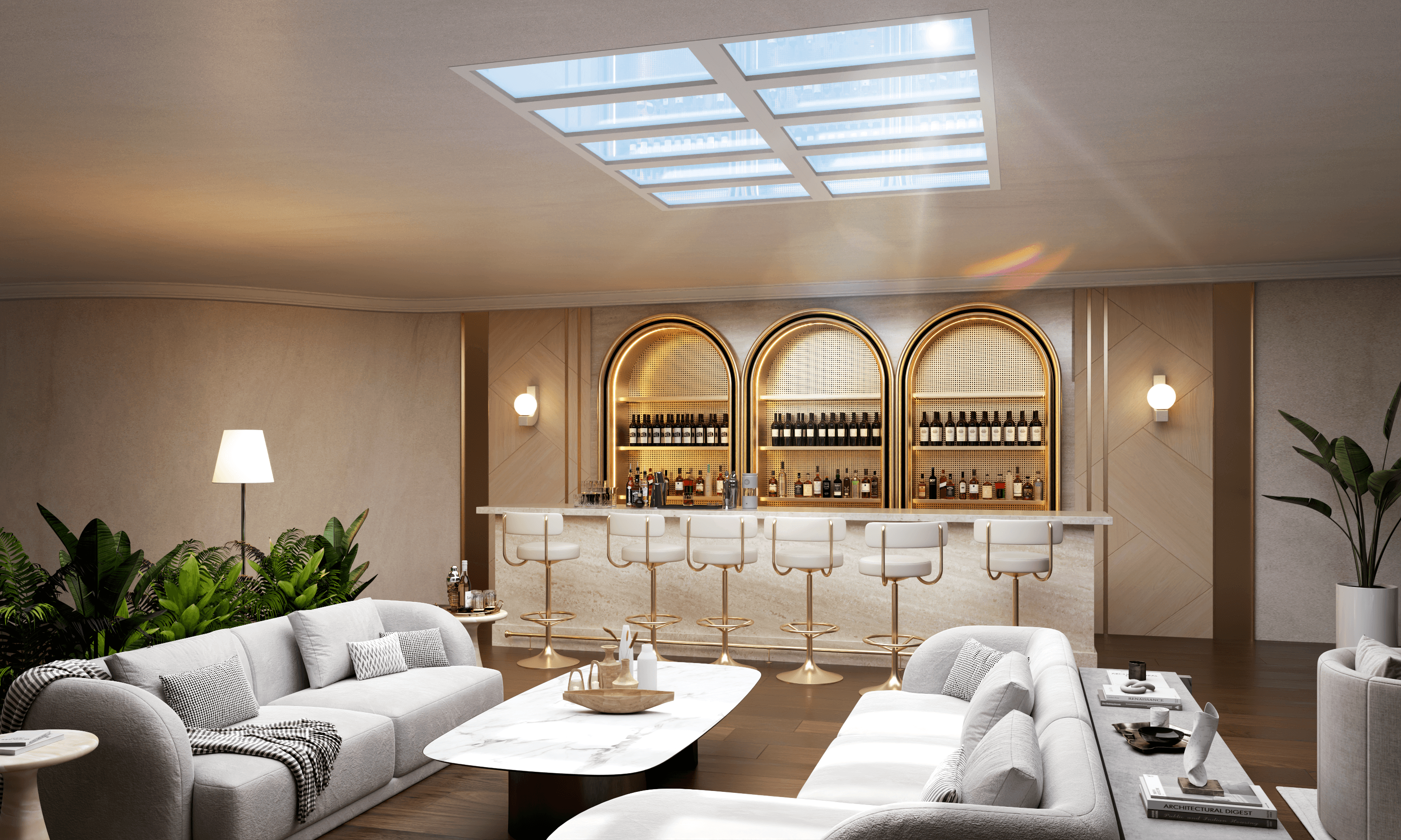 Innerscene Virtual Sun installed in a social club bar.