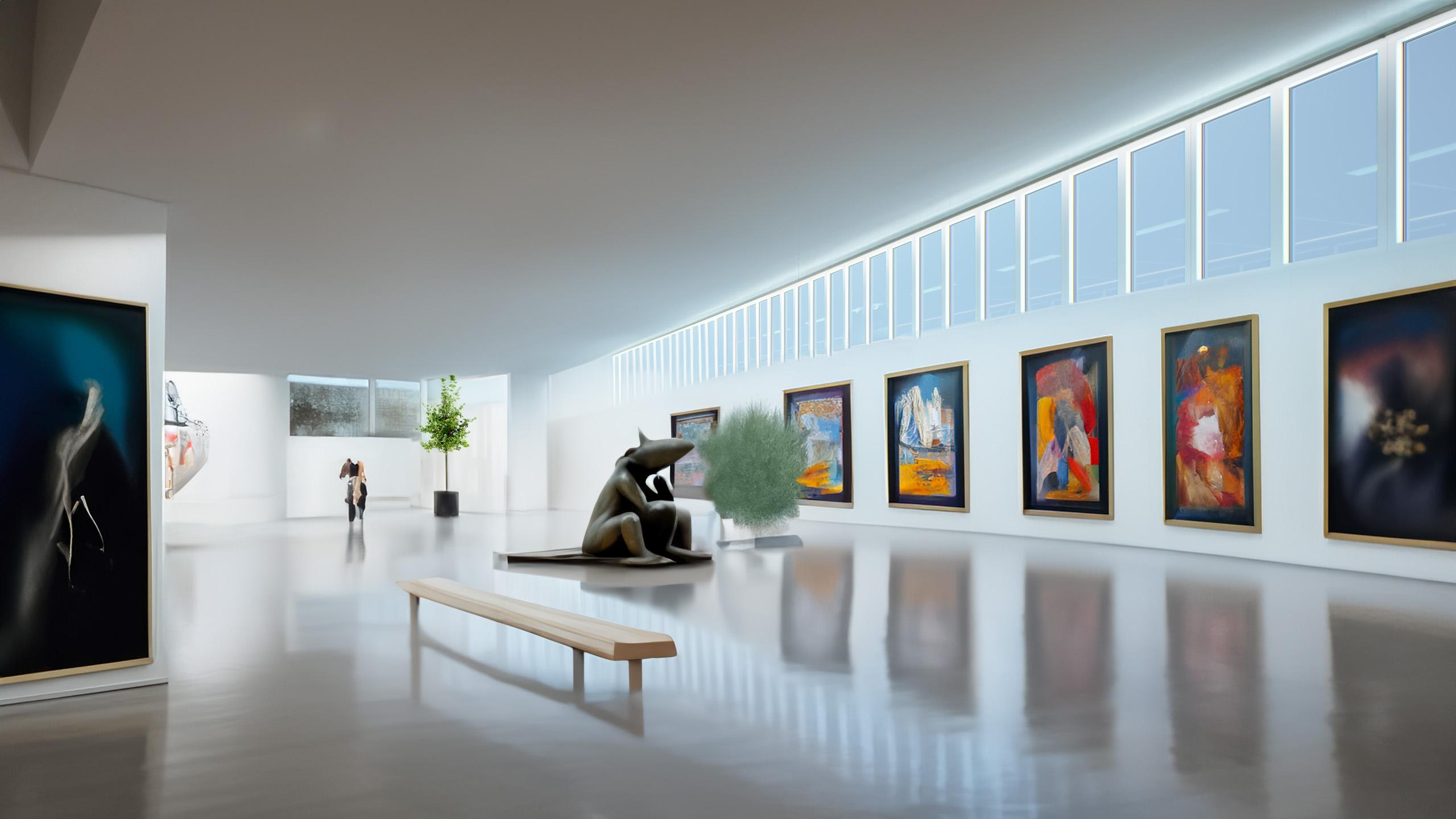 Innerscene Virtual Sun illuminating an art gallery.