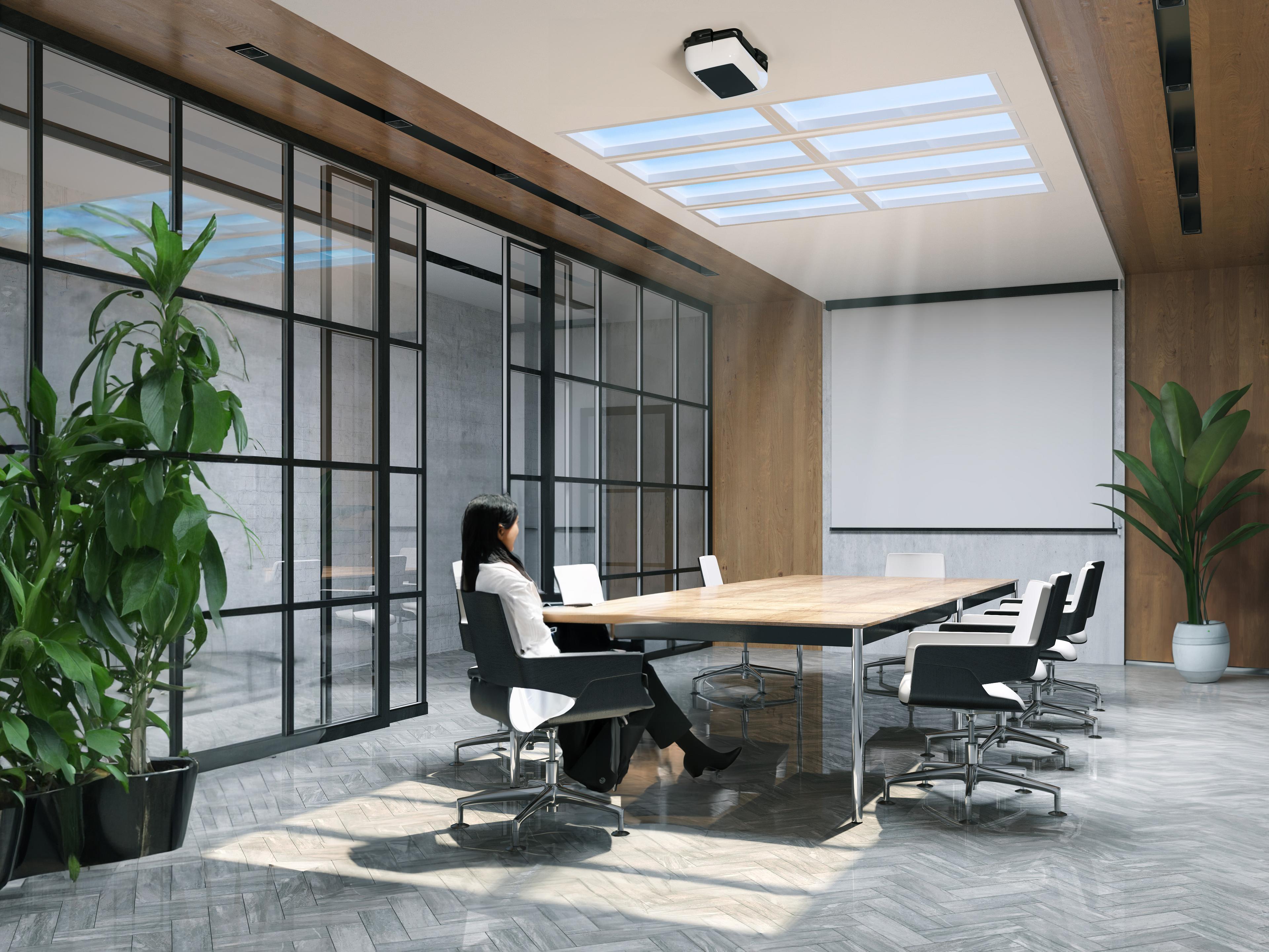 Innerscene Virtual Sun in a conference room with a large desk.