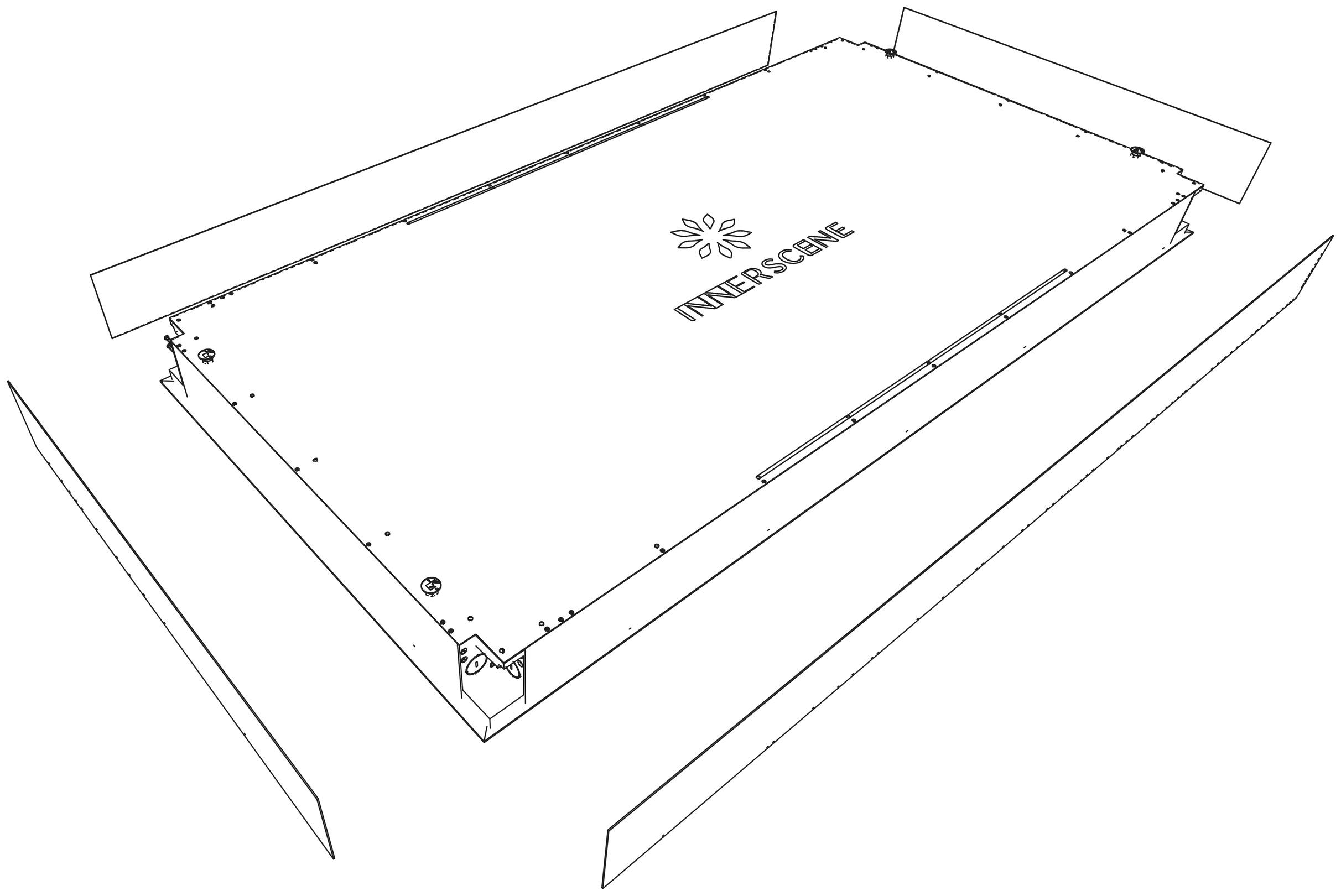 Surface Mount - Side panels shown separated from the fixture housing