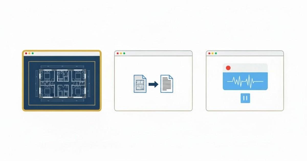 Ferramentas gratuitas no navegador da Innerscene: Visualizador DWG, DWG para PDF e Gravador de tela