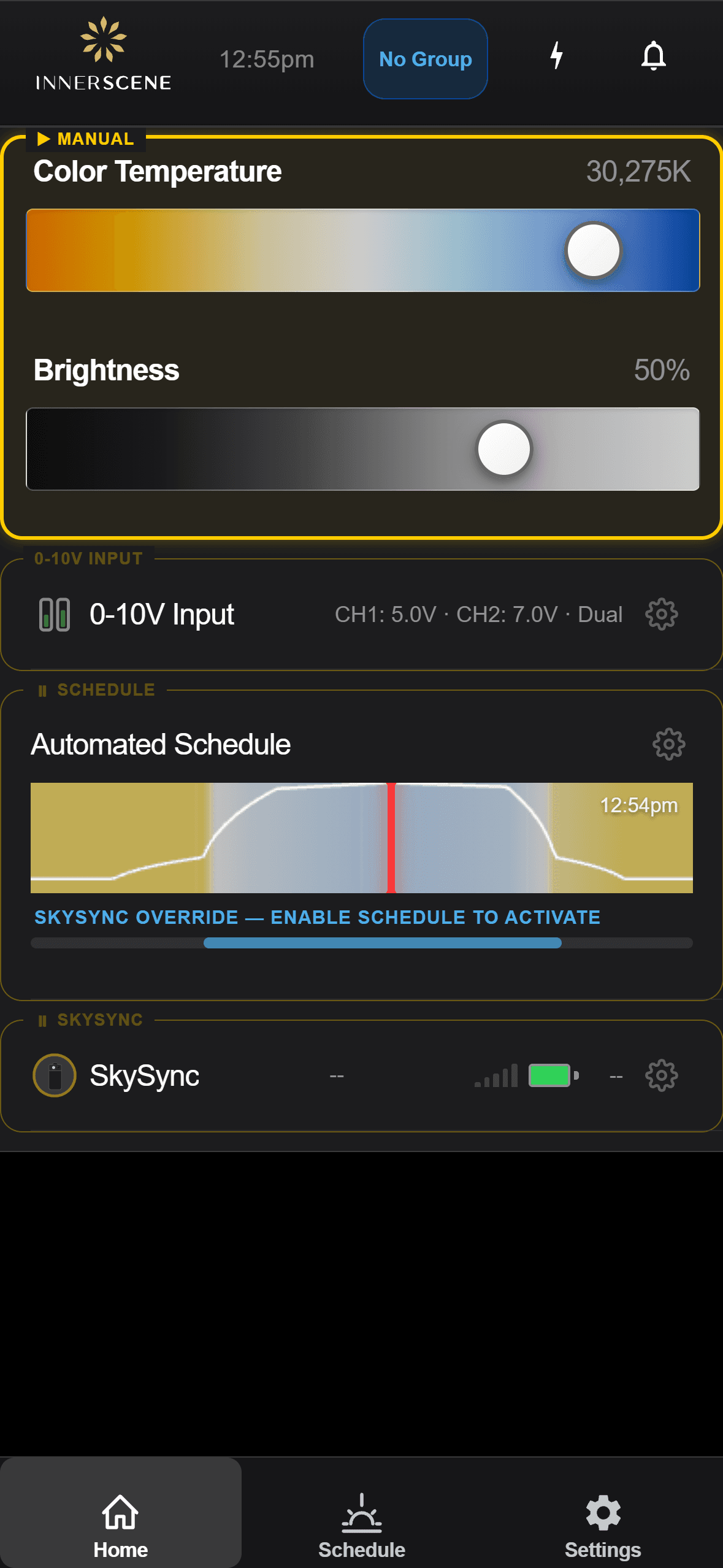 Sensor Detected screen in the Innerscene app