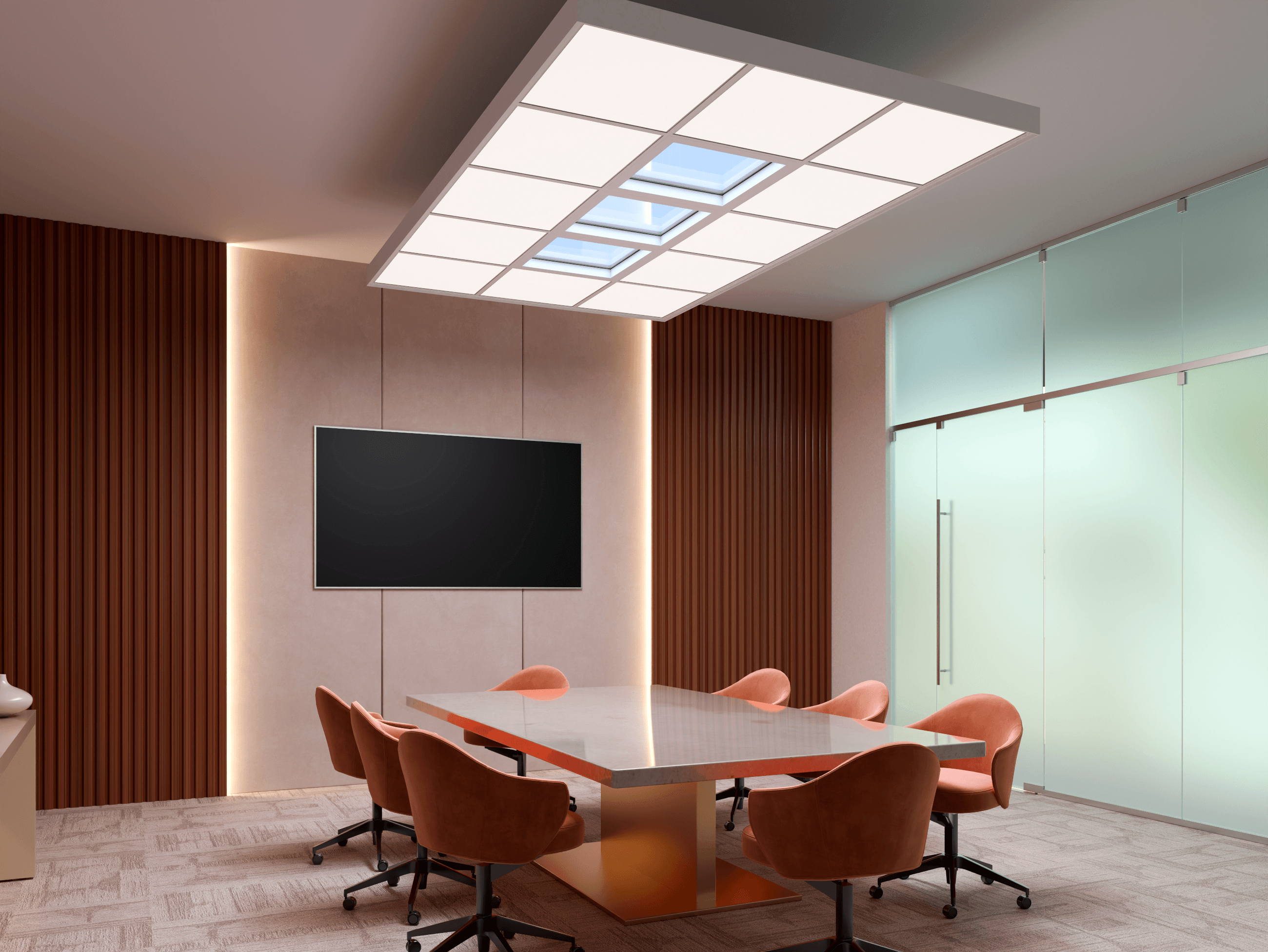 Circadian Sky Clouds ceiling panels wide view