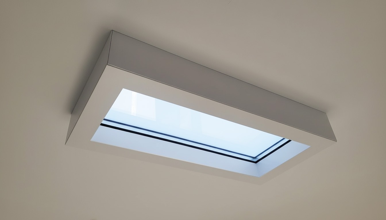 Innerscene Circadian Sky surface mount installation with blue sky effect on ceiling