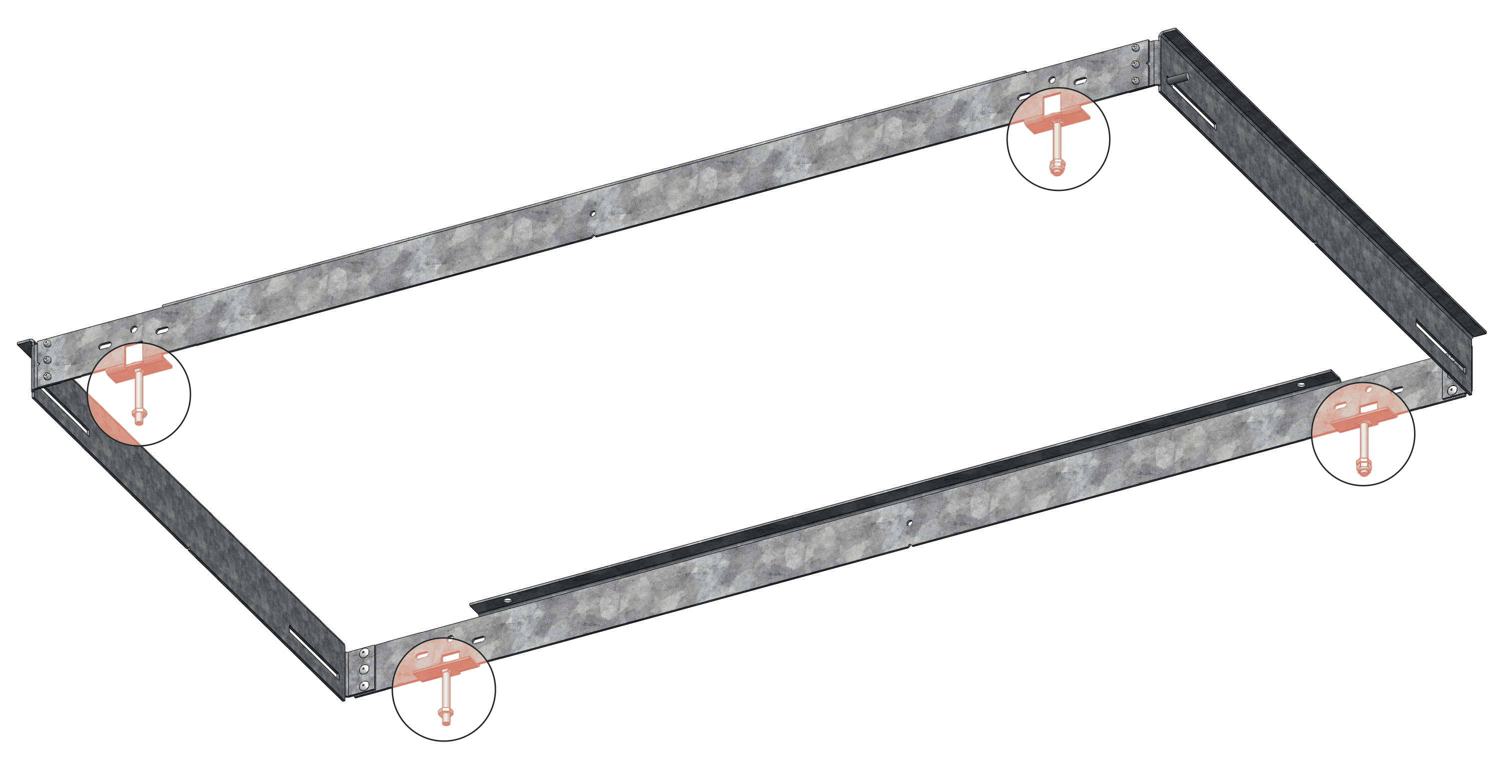 NC Housing showing four coach bolt mounting points