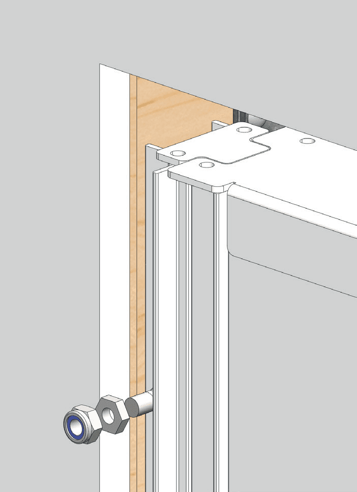Carriage bolt with thin nut and locknut securing fixture
