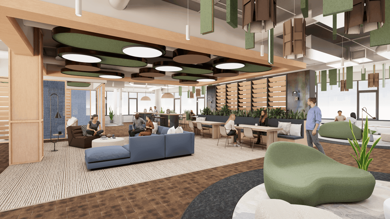 A rendering of a respite space encouraging less device use