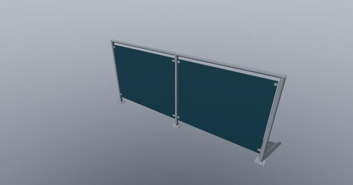 2.4 m glass balustrade with top rail