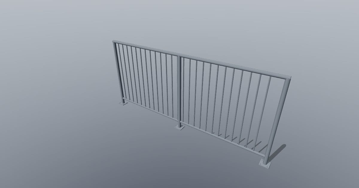 2.4 m post-mounted guard with balusters