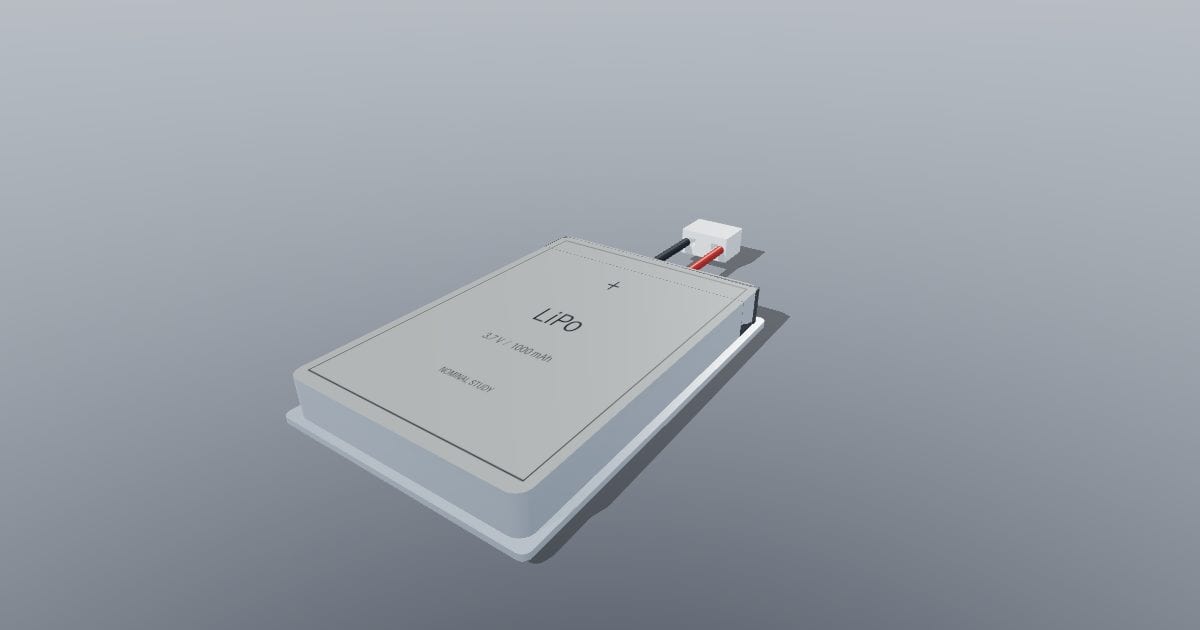 3.7 V 1000 mAh LiPo flat pack