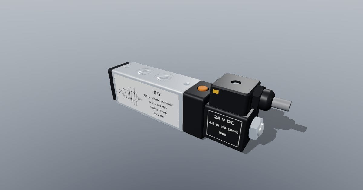 5/2 single-solenoid pneumatic valve, G1/4, 24 V DC
