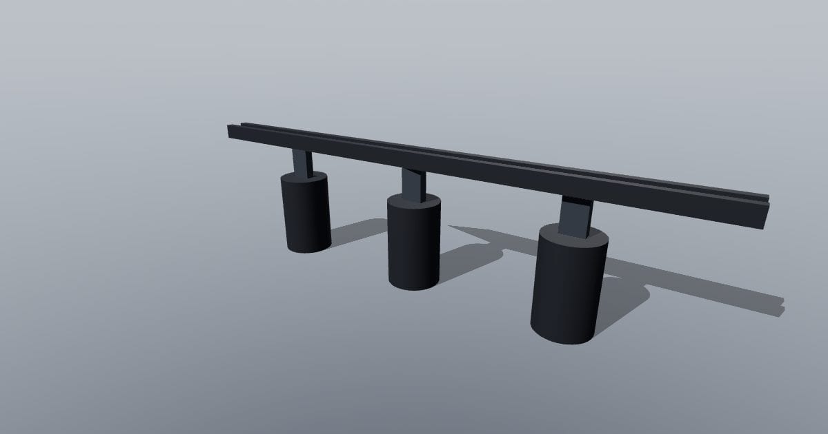 700 mm track with three light heads