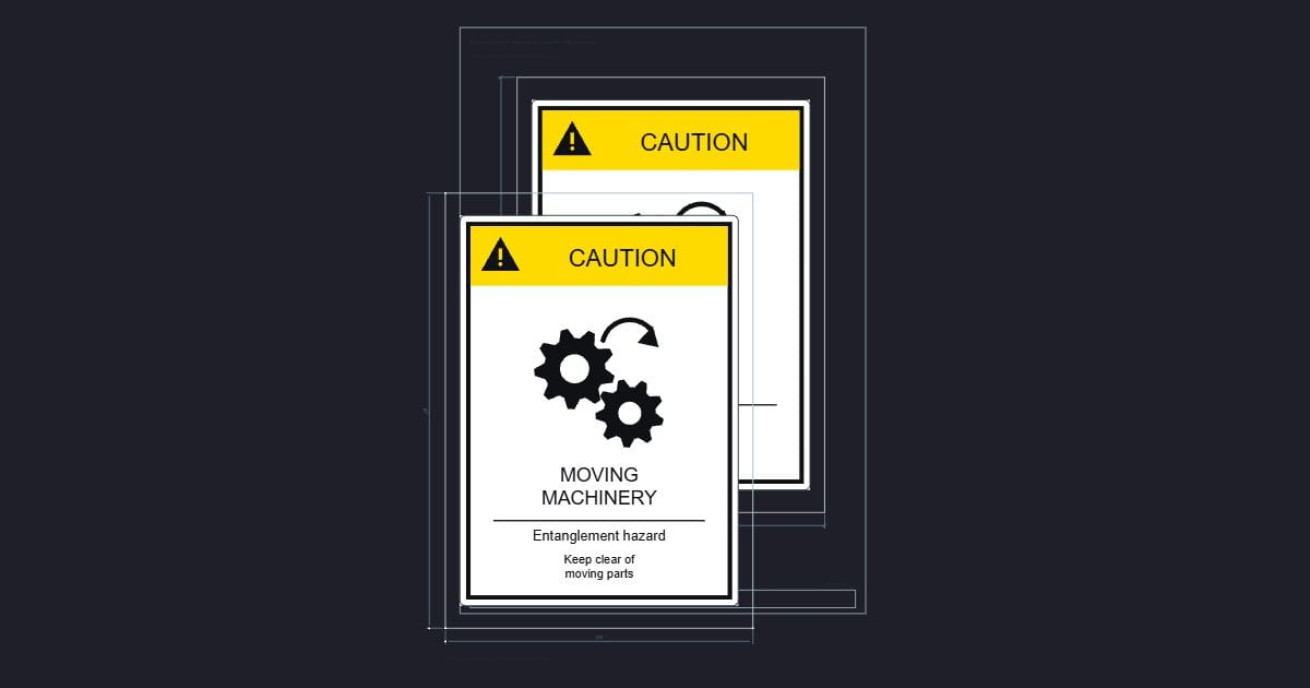 A4 symbol: Caution: moving machinery (254 x 356 mm source)