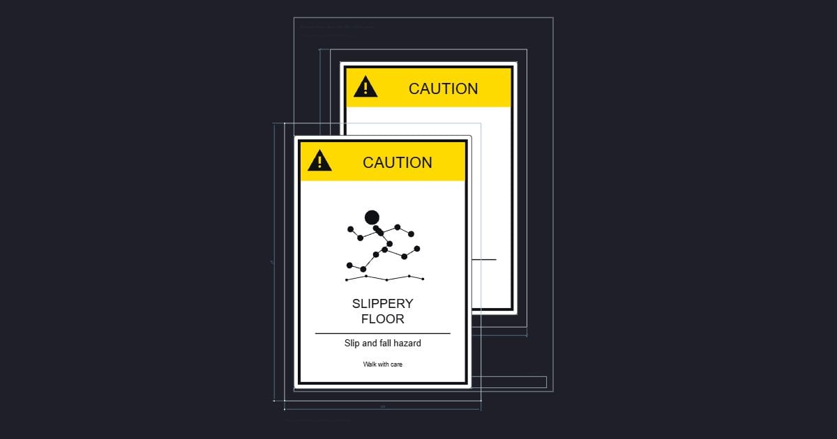A4 symbol: Caution: slippery floor (356 x 508 mm source)