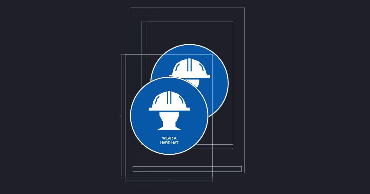 A4 symbol: Mandatory hard hat sign, 300 mm disc