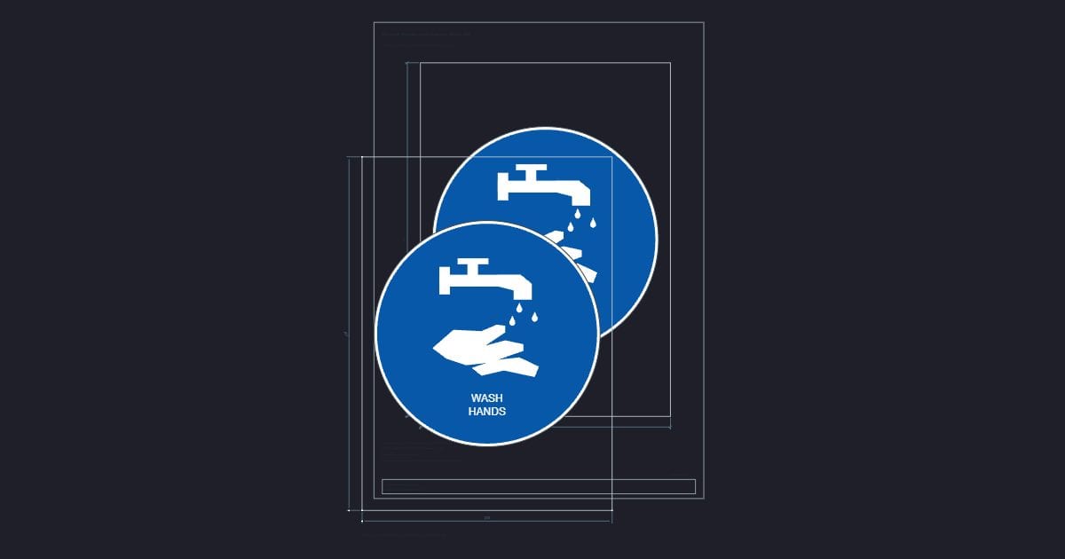 A4 symbol: Mandatory wash hands sign, 300 mm disc: Free DXF 2D drawing ...