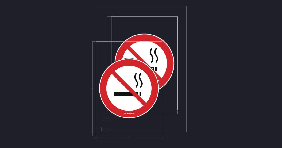 A4 symbol: No smoking prohibition sign, 300 mm disc: Free DXF 2D ...