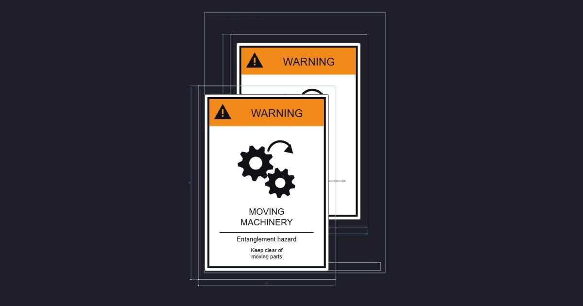 A4 symbol: Warning: moving machinery (356 x 508 mm source)