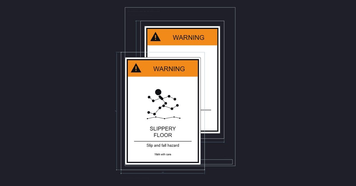 A4 symbol: Warning: slippery floor (356 x 508 mm source)