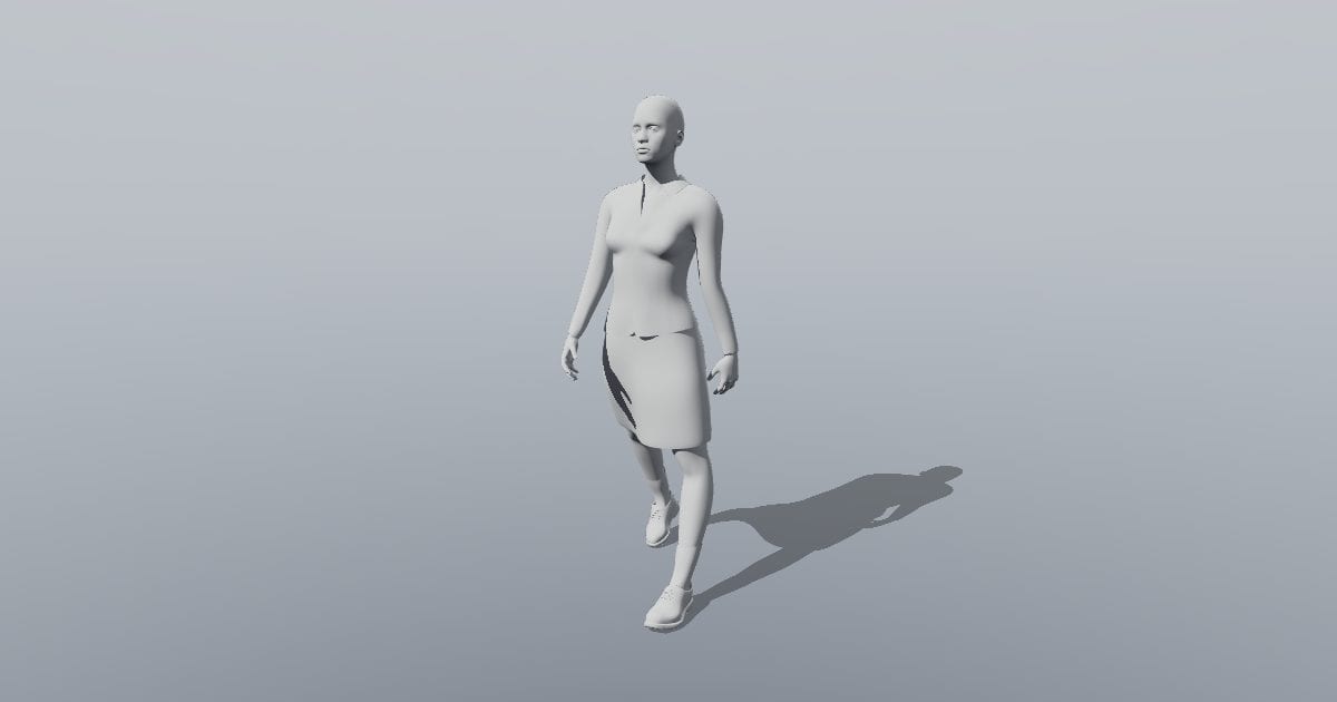 Abstract white woman - 3D Person, Walking