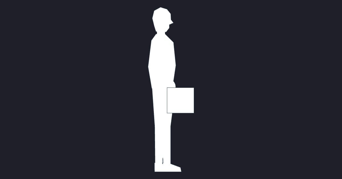 Adult carrying bag section - Person CAD Block