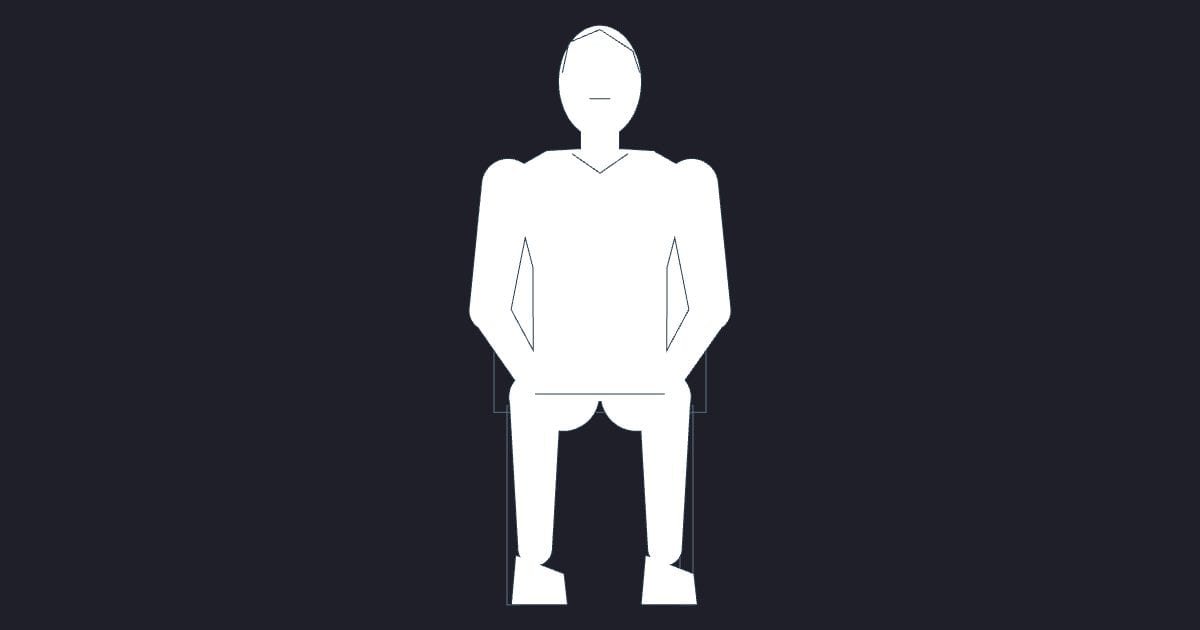 Adult man seated elevation - Person CAD Block