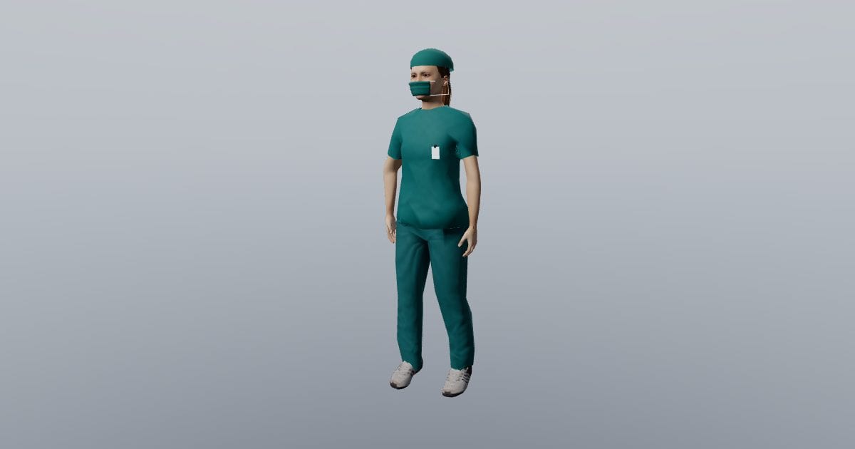 Alex - 3D Person, Surgeon in scrubs and cap