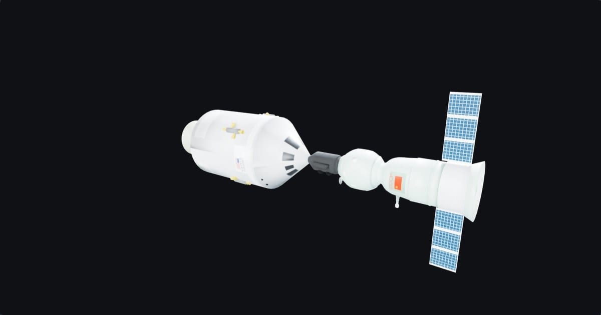 Apollo-Soyuz docked spacecraft