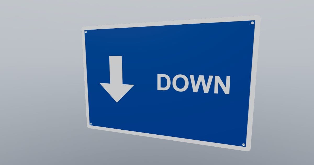 Arrow down wayfinding sign