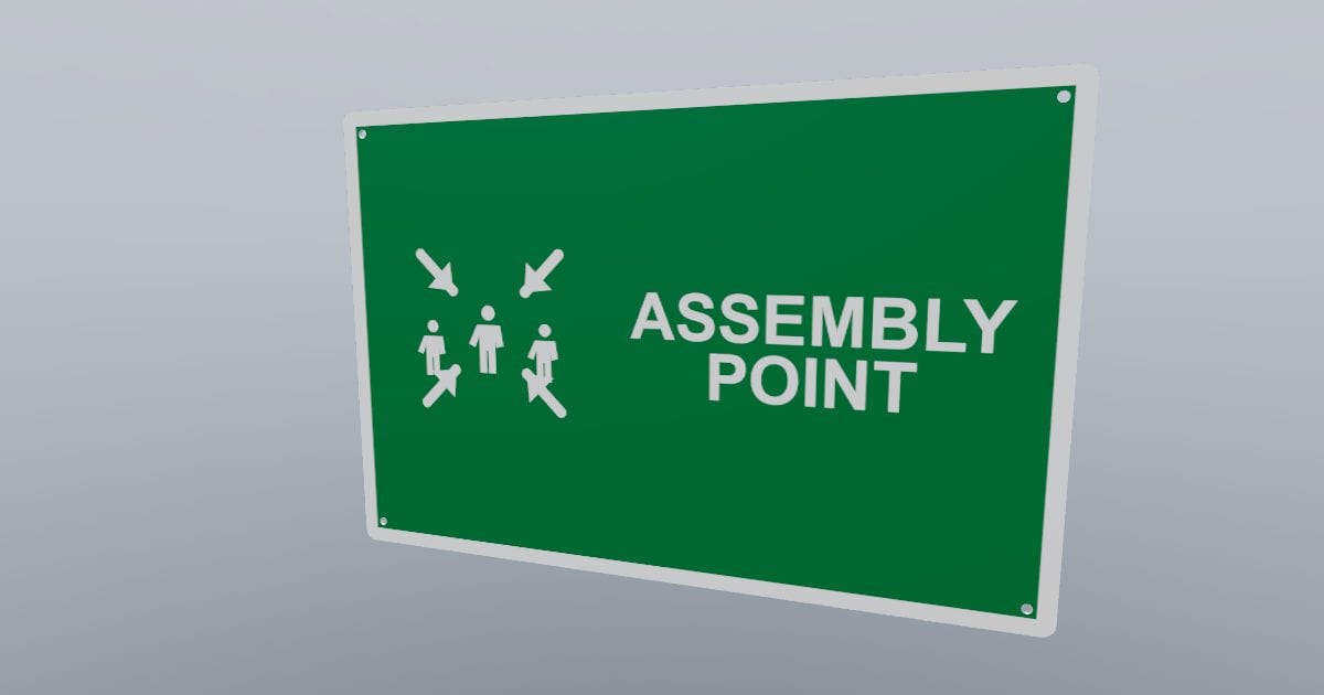 Assembly point wayfinding sign