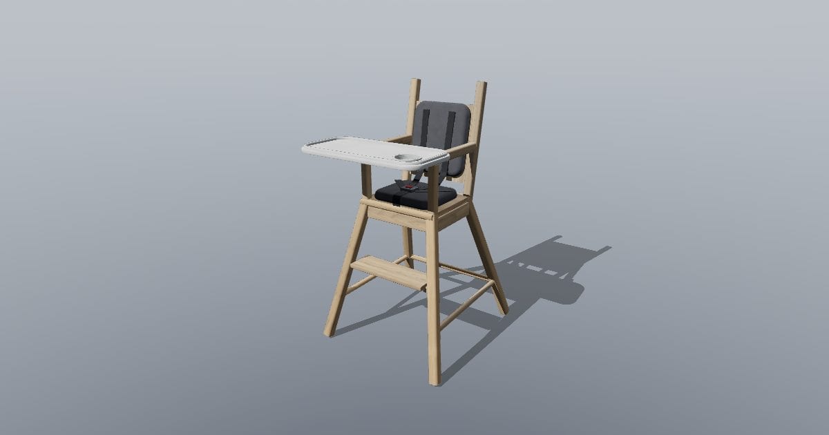 Baby high chair with tray and five-point harness