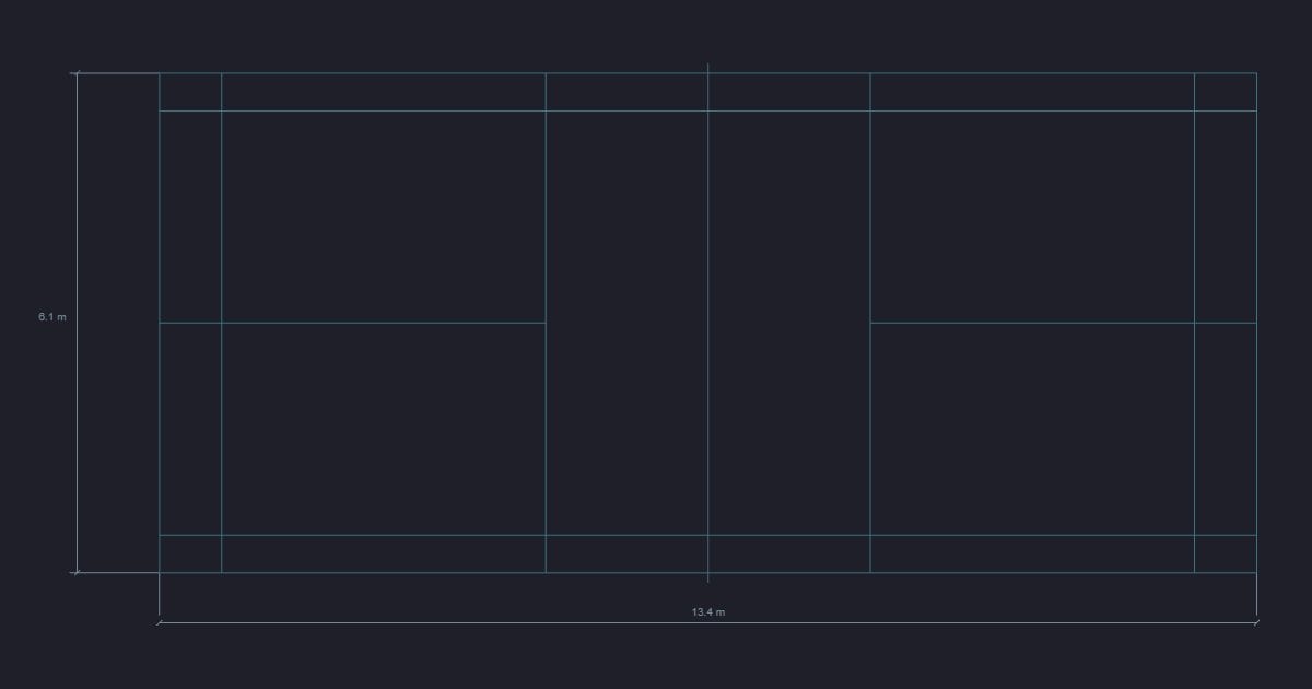 Badminton court - Dimensioned CAD Layout