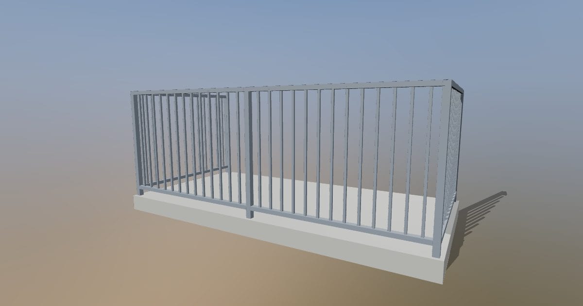 Balcony with railing - Original exterior CAD