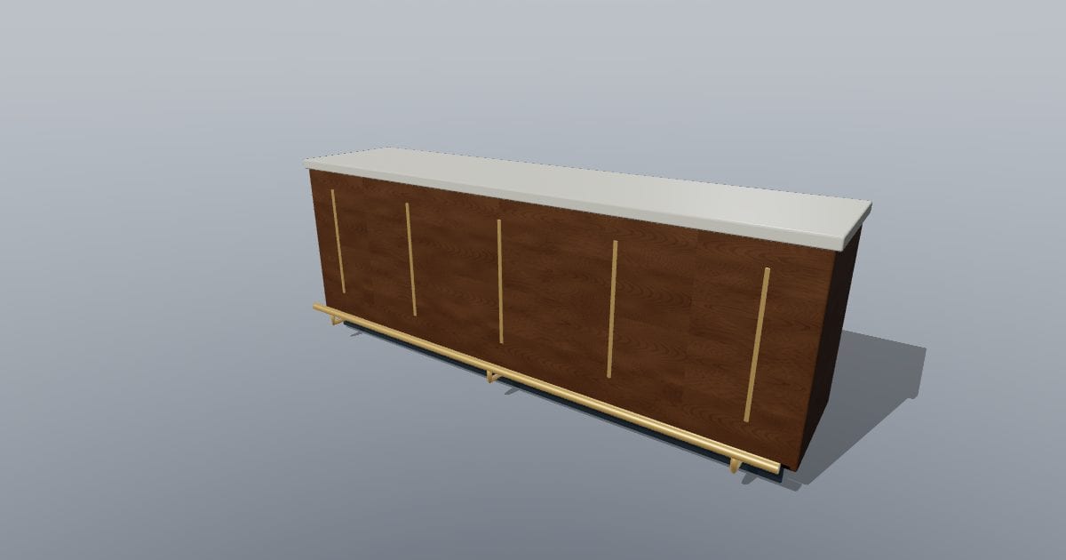 Bar counter 3 m with footrail - Original Restaurant Furnishing