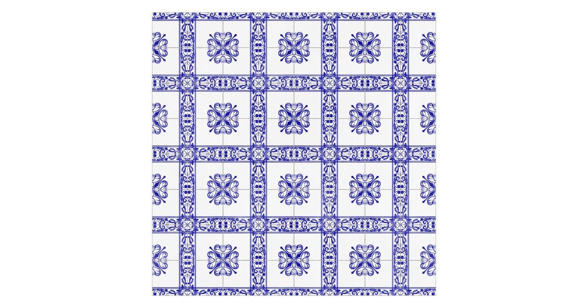 Blue and white painted tiles (material)