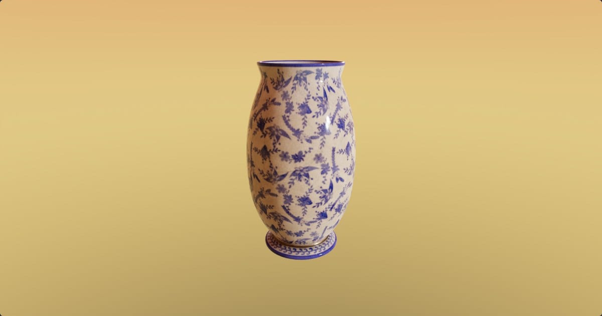 Blue transferware vase
