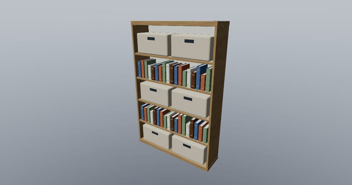 Bookshelf with bins - Original Interior Furnishing