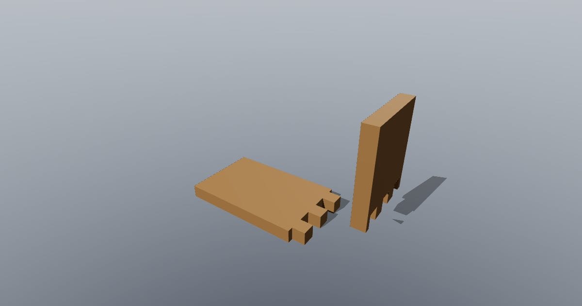 Box finger joint timber joint, exploded