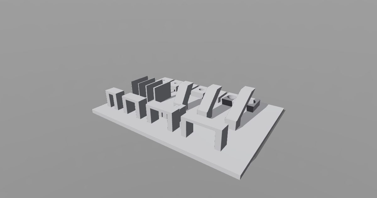 Bridge, wall and overhang test plate