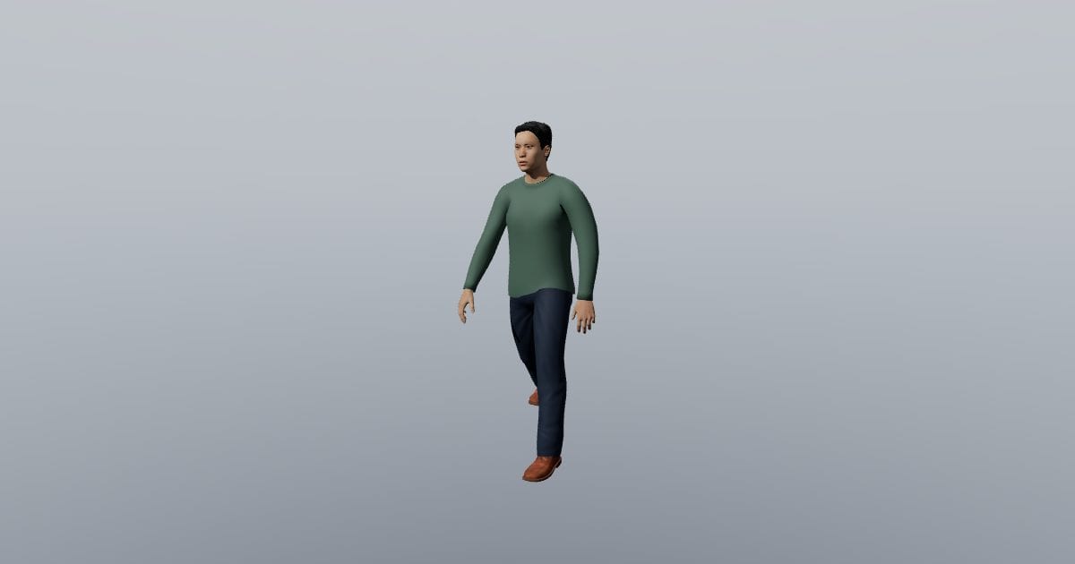 Brisk walk - Sam 3D Person, Animated