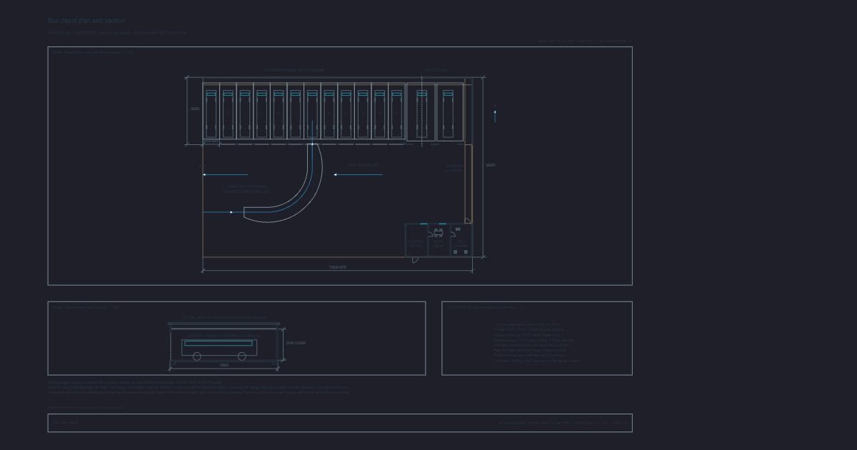 Bus depot plan and section