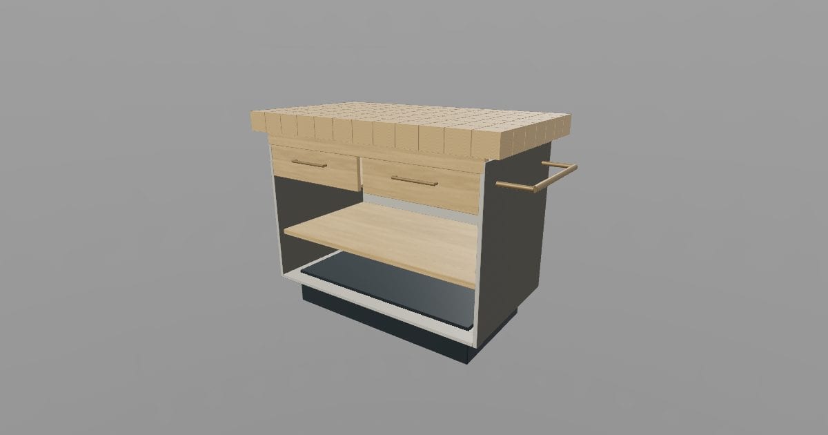 Butcher-block island - Kitchen Work Island