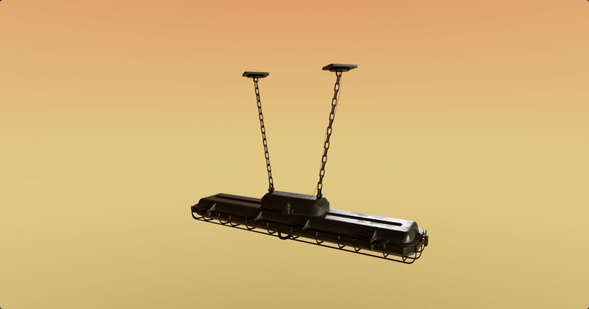 Caged fluorescent hanging light