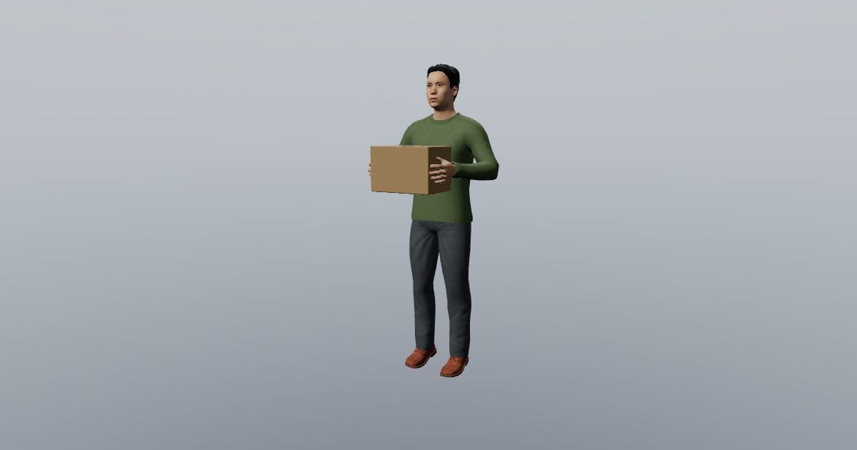 Carrying a parcel - 3D Person, Everyday tasks