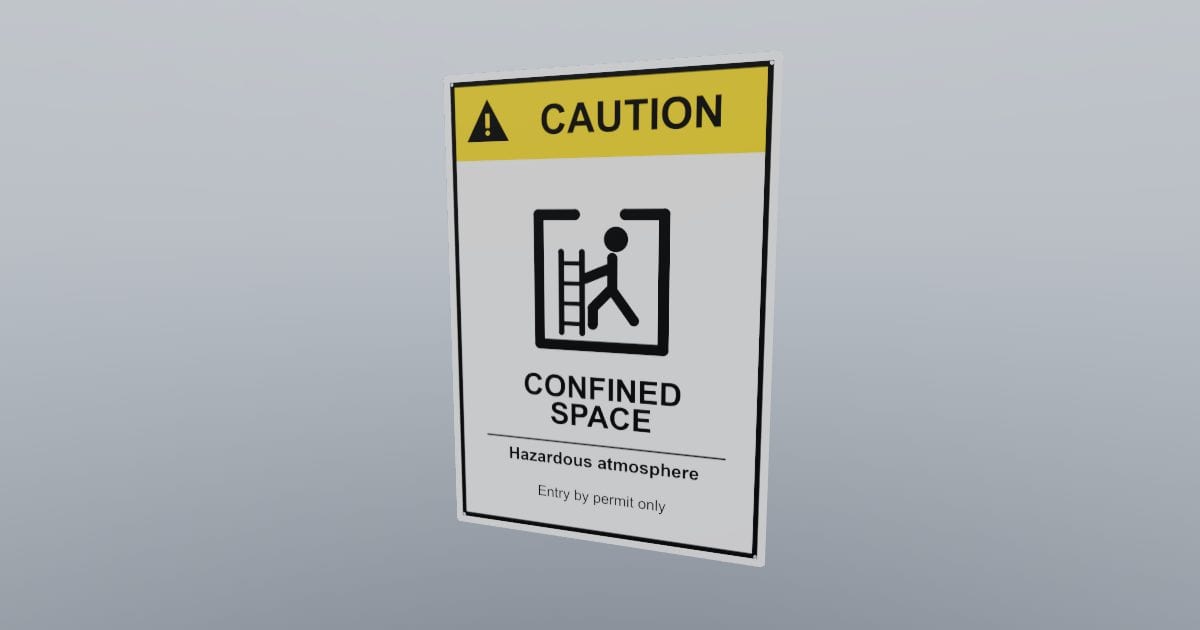 Caution: confined space sign, 356 x 508 mm