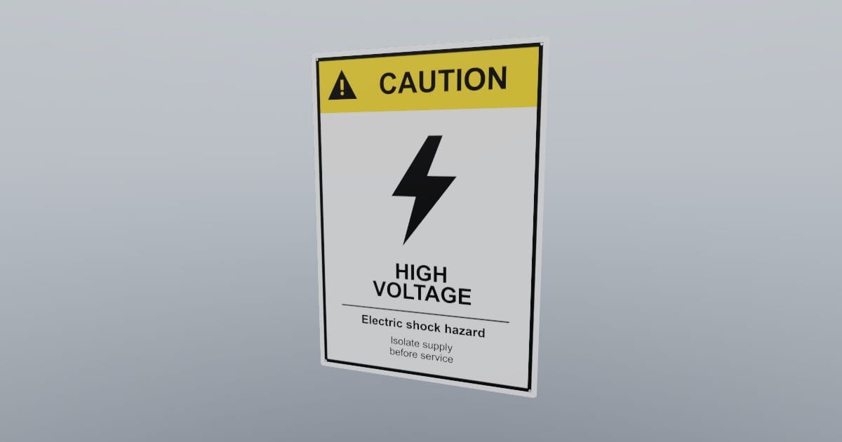 Caution: high voltage sign, 356 x 508 mm