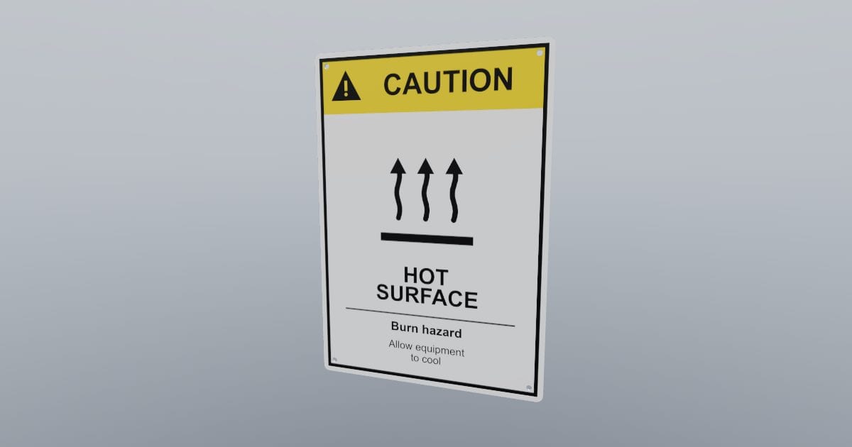 Caution: hot surface sign, 178 x 254 mm