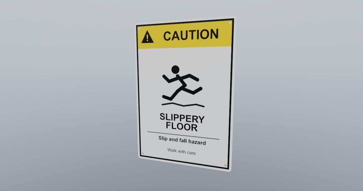 Caution: slippery floor sign, 178 x 254 mm