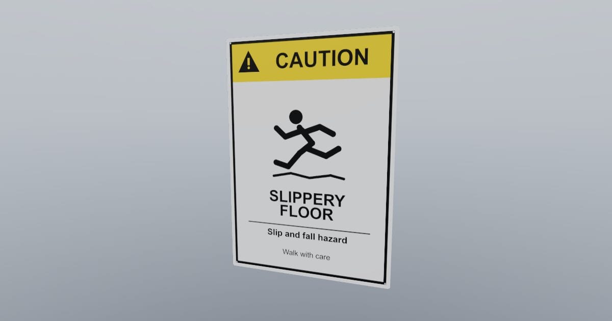 Caution: slippery floor sign, 356 x 508 mm